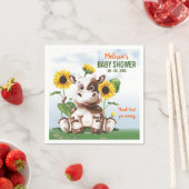 ブラウンジャージー牛ひまわり赤ちゃんシャワー スタンダードカクテルナプキン (インサイチュ)