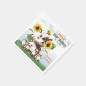 ブラウンジャージー牛ひまわり赤ちゃんシャワー スタンダードカクテルナプキン (角)