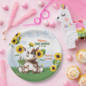 ブラウンジャージー牛ひまわり赤ちゃんシャワー ペーパープレート (パーティー)