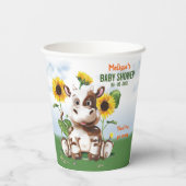ブラウンジャージー牛ひまわり赤ちゃんシャワー 紙コップ (裏面)