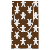 ブラウンジンガーブレッドパターン（の模様が）あるクリスマス スモールペーパーバッグ (正面)