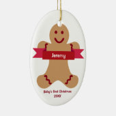 ブラウンジンガーブレッド赤いバナー名ベビー最初 セラミックオーナメント (右)