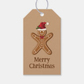 ブラウンジンジャーブレッドクリスマスクッキーと文字 ギフトタグ (正面)