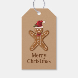 ブラウンジンジャーブレッドクリスマスクッキーと文字 ギフトタグ