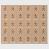 ブラウンジンジャーブレッドクリスマスクッキーと文字 ラッピングペーパー (フラット)