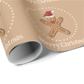 ブラウンジンジャーブレッドクリスマスクッキーと文字 ラッピングペーパー (ロールコーナー)