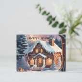 ブラウンジンジャーブレッドハウスメリークリスマスポストカード ポストカード (スタンド正面)