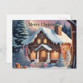 ブラウンジンジャーブレッドハウスメリークリスマスポストカード ポストカード (正面/裏面)