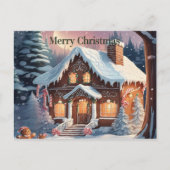ブラウンジンジャーブレッドハウスメリークリスマスポストカード ポストカード (正面)