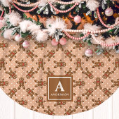 ブラウンジンジャーブレッドマン モノグラム クリスマス ブラッシュドポリエステルツリースカート