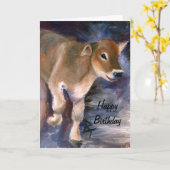 ブラウンスイスカーフ誕生日カード カード (黄色い花)