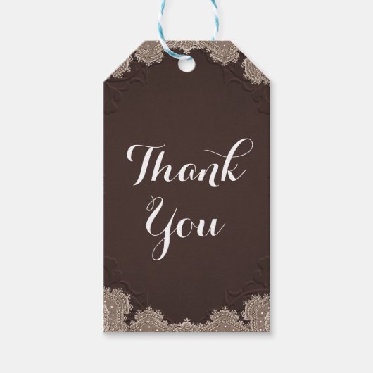 ブラウンスエードレザーヴィンテージレースウェスタン結婚ズ ギフトタグ (正面)