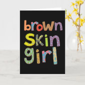 ブラウンスキンガールキッズガールズウィメンズアフロクイーン カード (黄色い花)