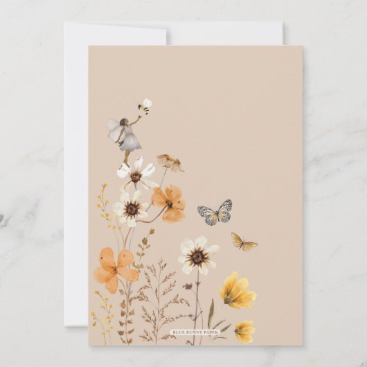 ブラウンスキンフェアリー秋ワイルドフラワーベビーシャワー 招待状 (裏面)