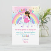 ブラウンスキンプリンセスとレインボーユニコーン誕生日 サンキューカード (スタンド正面)