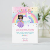 ブラウンスキンプリンセスとレインボーユニコーン誕生日 サンキューカード (スタンド正面)