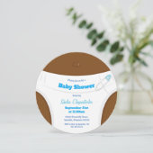 ブラウンスキン&おむつブルー | ベビーシャワー招待状 招待状 (スタンド正面)