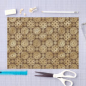 ブラウンスタイリッシュと金ゴールドのダリアスのパターン 薄葉紙 (クラフト)