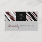 ブラウンスタイリッシュピ名門私立校風のンストライプモダン卒業生 コーリングカード (正面)