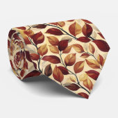 ブラウンスタイリッシュベージュ紅葉 ネクタイ (ロール)