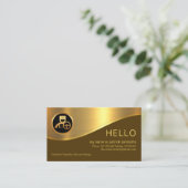 ブラウンスタイリッシュレイヤ金ゴールドウェーブショーファ 名刺 (スタンド正面)