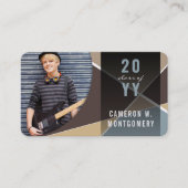 ブラウンスタイリッシュ幾何学線モダン写真卒業 コーリングカード (正面)