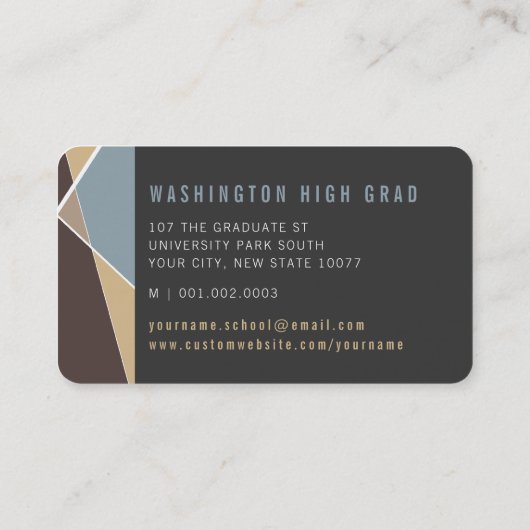 ブラウンスタイリッシュ幾何学線モダン写真卒業 コーリングカード (裏面)