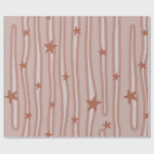 ブラウンスターズアンドストライプズビーチテーマ ラッピングペーパー (フラット)