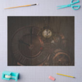 ブラウンスチームパンクの時計とギア 薄葉紙 (クラフト)