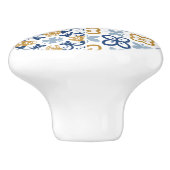 ブラウンスチールネイビーブルーポルトガルのタイルイラストレーション セラミックノブ (側面)