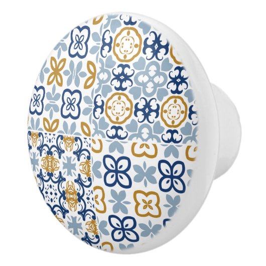 ブラウンスチールネイビーブルーポルトガルのタイルイラストレーション セラミックノブ (右)