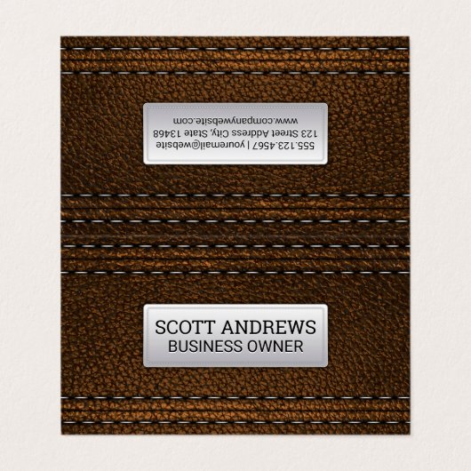 ブラウンステッチ革 名刺 (外部フラット)