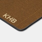 ブラウンステッフェイクチレザー&レオパード – モノグラム デスクマット (コーナー)