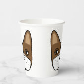 ブラウンストライプのブフランスのルドッグ顔 紙コップ (左)