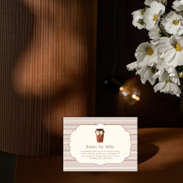 ブラウンストライプカフェベベコーヒーブックベビーシャワー エンクロージャーカード