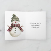 ブラウンストライプクリスマス雪だるま カード (内部)