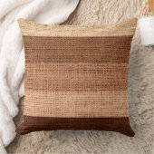 ブラウンストライプズバーラップリネン素朴ジュテ クッション (ブランケット)