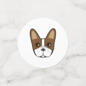 ブラウンストライプフランスのブルドッグ顔テーブル紙吹雪 コンフェッティ (スモール正面)