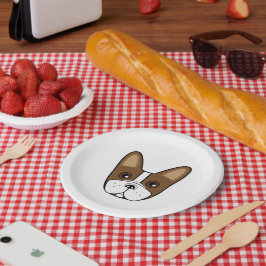 ブラウンストライプフランスのブルドッグ顔 ペーパープレート