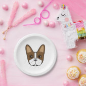 ブラウンストライプフランスのブルドッグ顔 ペーパープレート (パーティー)