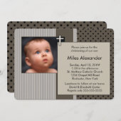 ブラウンストライプボーイズ《キリスト教》洗礼式や命名式 招待状 (正面/裏面)