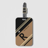 ブラウンストライプモノグラパーソナライズされたム ラゲッジタグ (正面縦)