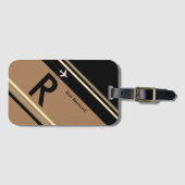 ブラウンストライプモノグラパーソナライズされたム ラゲッジタグ (正面横)