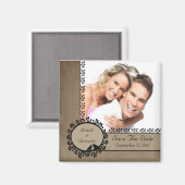 ブラウンストライプラブバード写真日付磁石を保存 マグネット (正面/裏面)