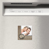 ブラウンストライプラブバード写真日付磁石を保存 マグネット (インサイチュ (食洗機))