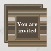 ブラウンストライプ招待 招待状 (正面/裏面)
