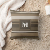 ブラウンストライプ クッション (ブランケット)