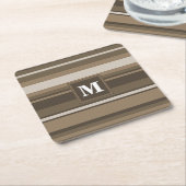 ブラウンストライプ スクエアペーパーコースター (アングル)