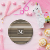 ブラウンストライプ ペーパープレート (パーティー)