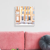 ブラウンストーンホームズ | スノーウィシティ通り水彩画 キャンバスプリント (インサイチュ (リビング))